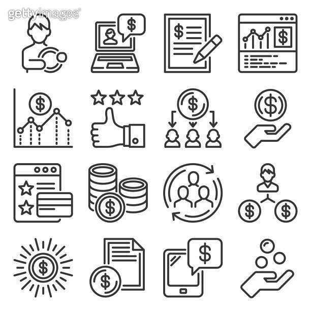 Royalty Program Icons Set on White Background. Vector 이미지 (1290263844 ...