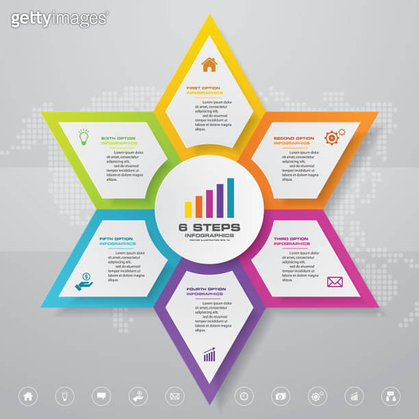 Editable Process Info Graph 6 steps simple&editable process chart infographics element. (1270391159 ...