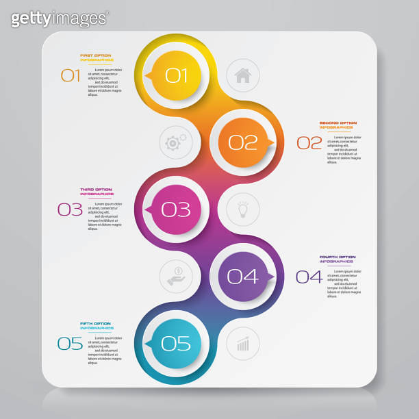 Editable Process Info Graph 5 steps simple&editable process chart infographics element. (1270391170 ...