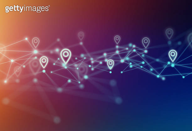 Map Pin Network Icon Map Pin Icon with Network Polygon Graphic Abstract Background 이미지 ...