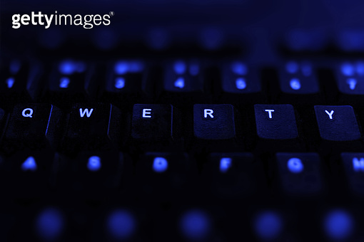 QWERTY buttons on the black keyboard. The concept of the most common ...