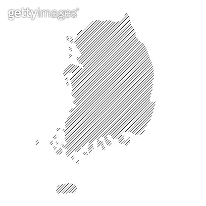 Parallel Korean Line Map South Korea map from pattern of black slanted parallel lines. Vector ...