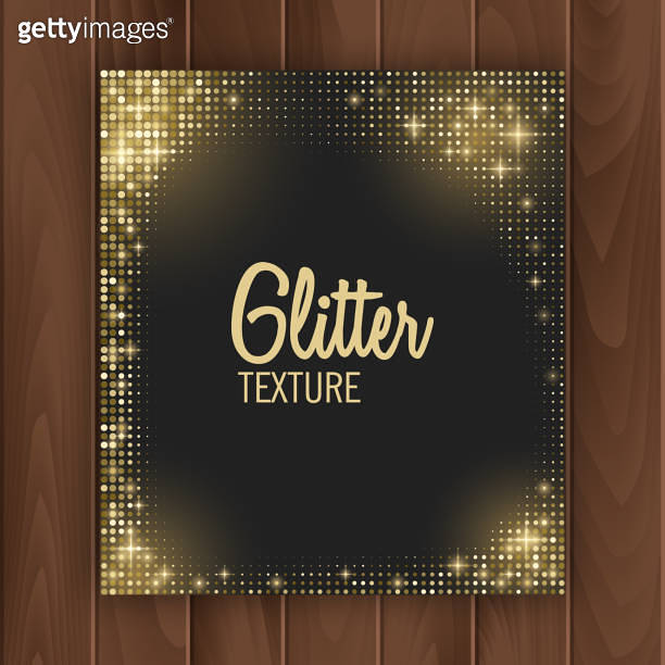 Greeting card cover with golden glittering texture. Greeting card with