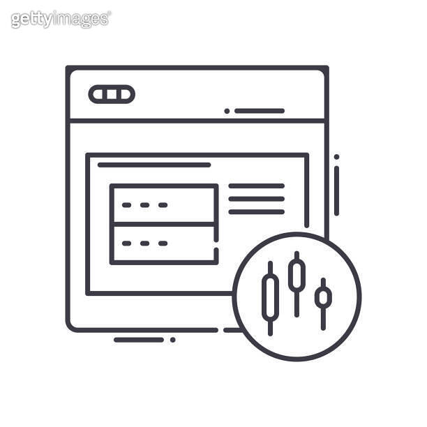 Data control concept icon, linear isolated illustration, thin line ...