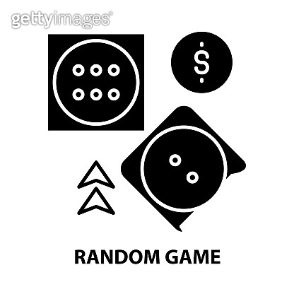 random game icon, black vector sign with editable strokes, concept ...