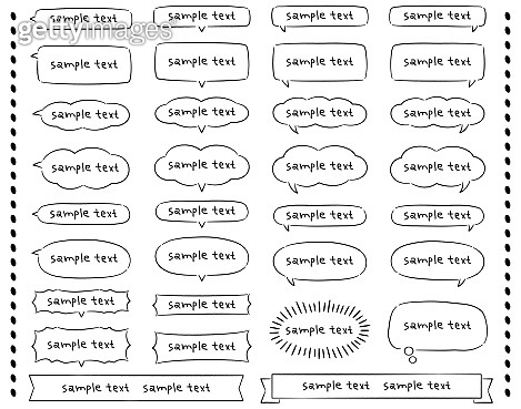 Horizontal handwritten speech bubbles / title/with sample text ...