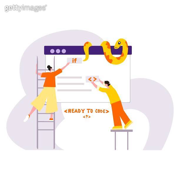 Python code language sign. Programming coding and developing concept ...