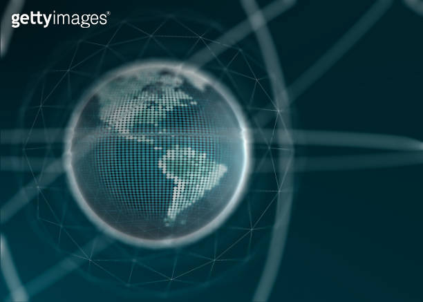 Abstract Planet Earth With Glowing Networks. Global Telecommunication ...
