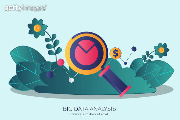 Big data analysis concept in business. Flat vector illustration 이미지 ...