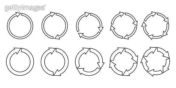Vector icon of circular arrows. Set of signs of movement and ...