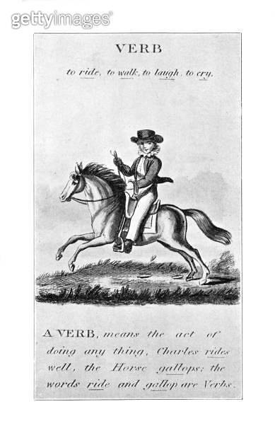 Early 1800's engraving boy on horse and verbs 1820 taken from Forgotten ...