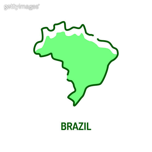 Brazil map color line icon. Border of the country. Pictogram for web ...