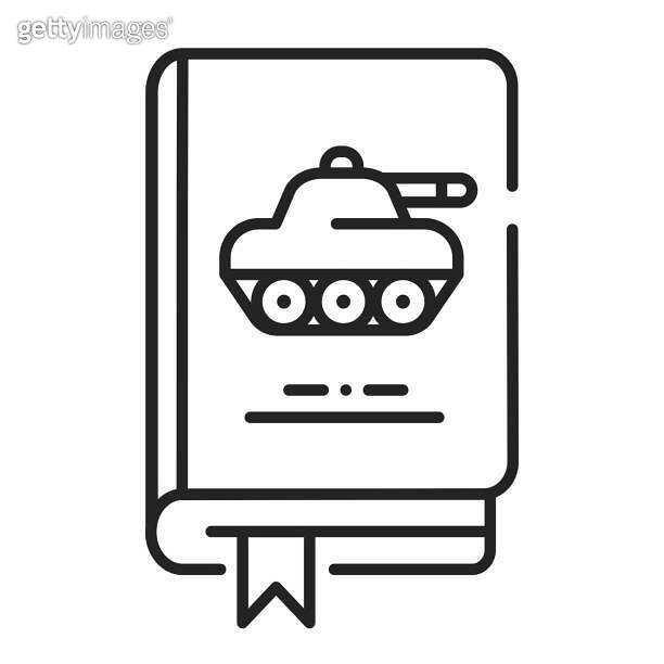 Military book black line icon. Basic knowledge about army, highly ...