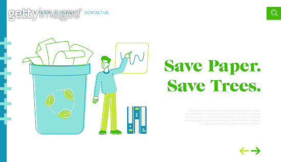 Reduce Earth Pollution, Deforestation Landing Page Template. Man ...