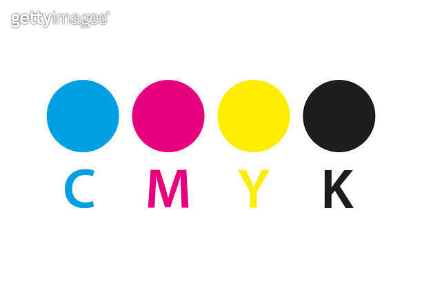 Cmyk print icon. Four circles in cmyk colors symbols. Cyan, magenta ...