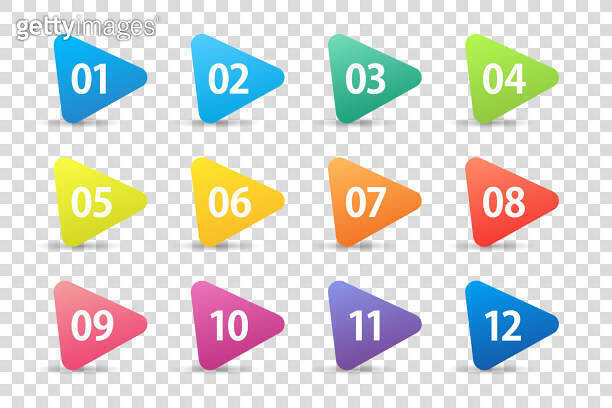 Triangular Bullet White Code Numbers Bullet Point From 1 To 12 In The Form Of Triangular Arrows ...