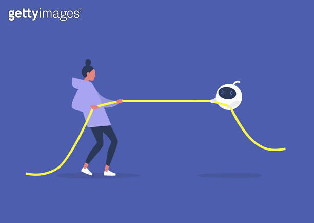 Tug of war, human versus artificial intelligence, technology ...