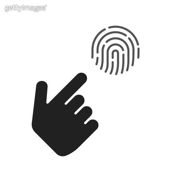 Fingerprint security and finger person hand info sign vector, touch