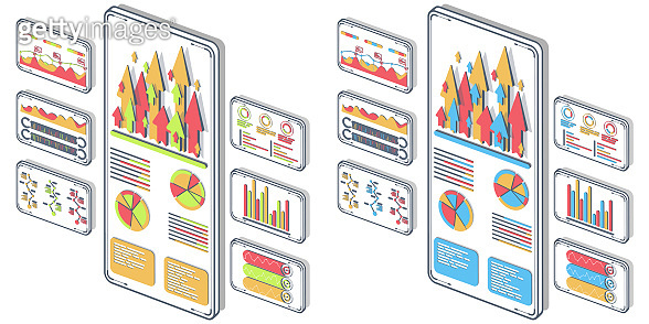 Statistical analysis on mobile devices vector. Analytical, success ...