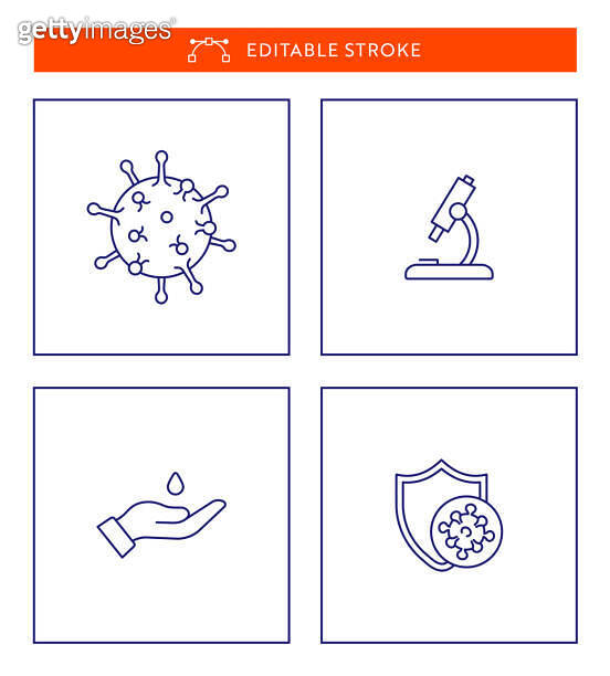 Viral Infection Mini Line Icon Set with Editable Stroke. 이미지 ...
