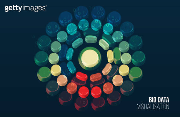 Big data visualization. Abstract background with circles array and ...