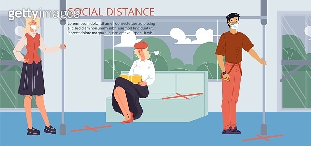 Public Distance Examples Health safe social distance in public transport 이미지 (1249872642) - 게티이미지뱅크