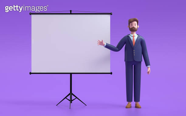 Projector Screen Powerpoint Cartoon Cartoon characters standing near projector screen (1288747276) 일러스트, 무료 ...