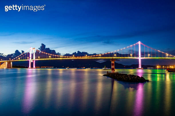 View of Han River bridge at night which is a very famous place in Da ...