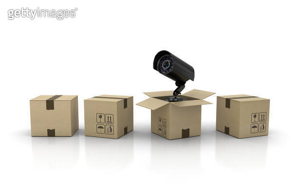 Cardboard Box with Security Camera - 3D Rendering 이미지 (1203759203) - 게티 ...