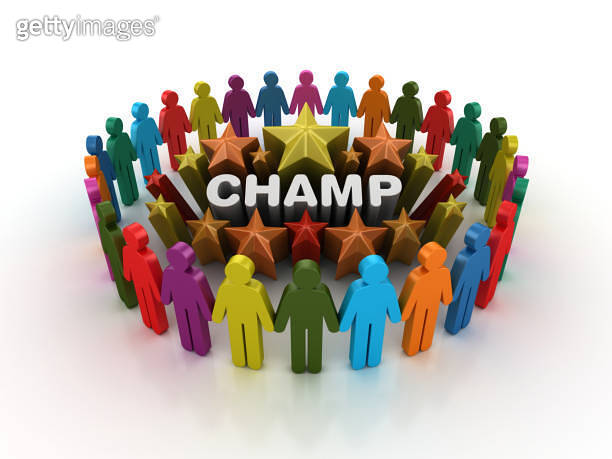 Pictogram Teamwork and Colorful Stars with CHAMP Word - 3D Rendering ...