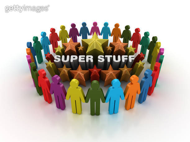 Super Teamwork Pictogram Teamwork and Colorful Stars with SUPER STUFF Phrase - 3D ...