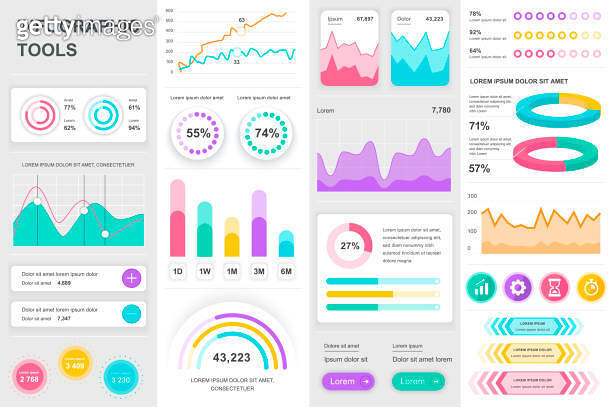 Bundle infographic UI, UX, KIT elements. Different charts, diagrams ...