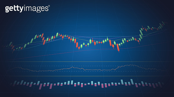 abstract financial chart with uptrend line graph and candlestick on ...