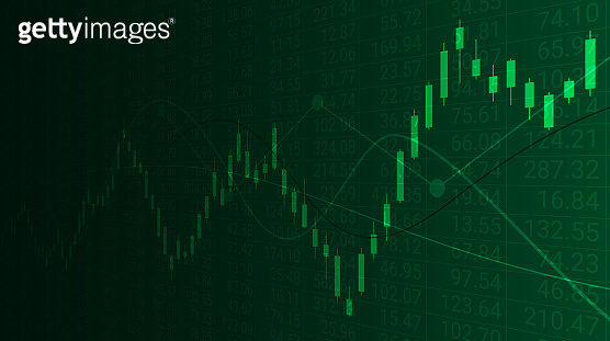 abstract financial graph and up trend line candlestick chart with stock ...