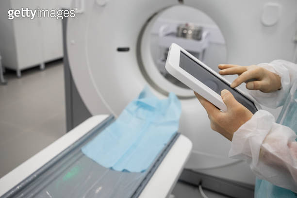 Modern room with multi detector spiral CT Scanner ( Computed Tomography ...