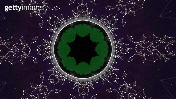 Plexus Pattern Computer generated plexus capsule with green particles forming ...