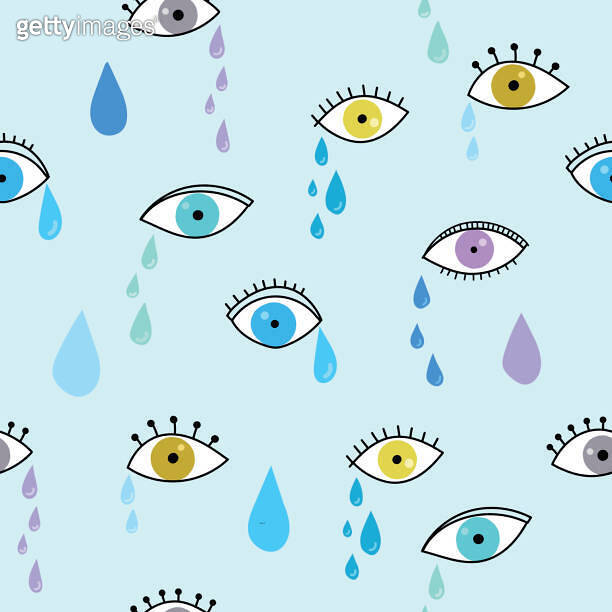 Sad Color Patterns Abstract crying eyes seamless pattern. Concept of sadness, melancholy ...