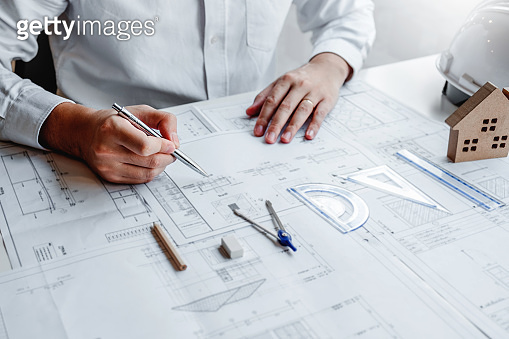 Paper Draw Engineer Team Engineer drawing graphic planning and meeting for architectural ...