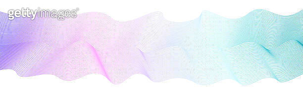 Horizontal waveform. Multicolored flowing ribbon. Soft violet, pink ...