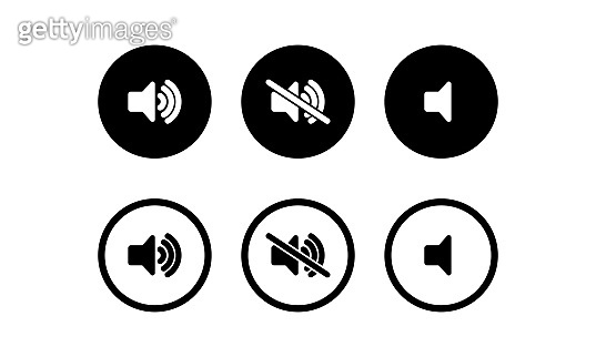 Sound volume icons. Sound volume up, down or mute control buttons set ...