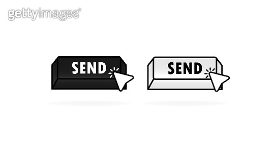 Again Send Sign Send button icon set with cursor, pointer. Vector Illustration ...