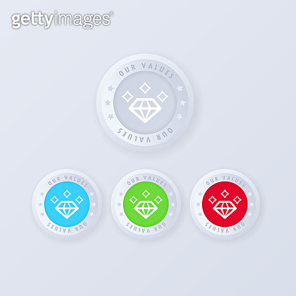 Our values button in 3d style. Values icon set. Web icon set design for ...