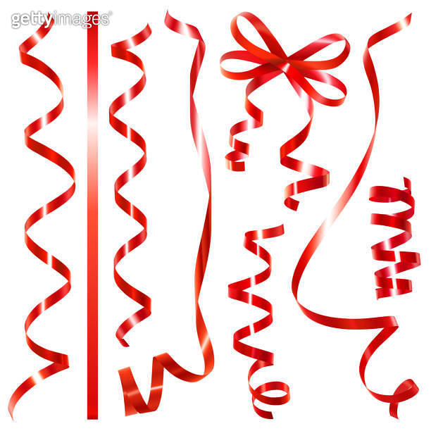 Colorful Ribbons Isolated on White Background. Realistic style 이미지