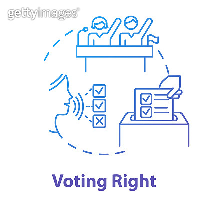 Voting right blue concept icon. Suffrage. Feminist movement. Gender ...