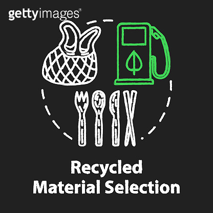 Recycled material selection chalk RGB color concept icon. Environment ...