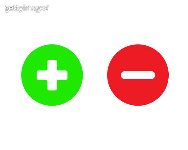 Plus and minus icon set. Vector illustration in flat simple design for ...