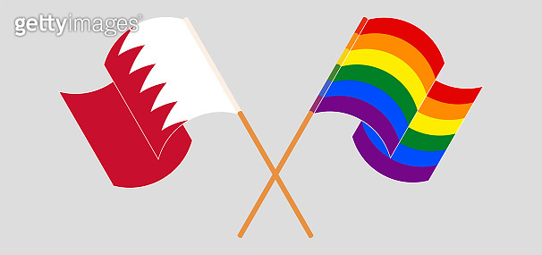 Crossed flags of Bahrain and LGBTQ 이미지 (1285109971) 게티이미지뱅크