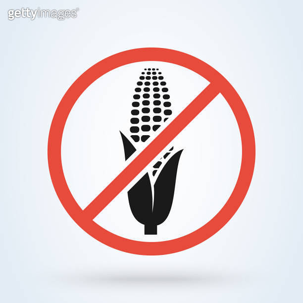 Corn allergy, no high fructose corn syrup. Prohibition red symbol