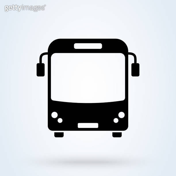 Bus transportation icon, front view. Modern flat design public ...