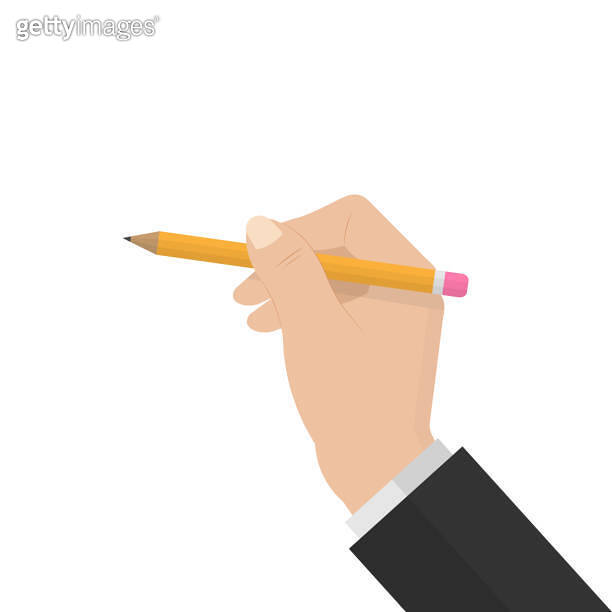 a simple pencil in a human hand.Hand holds a pencil. 이미지 (1209315074 ...